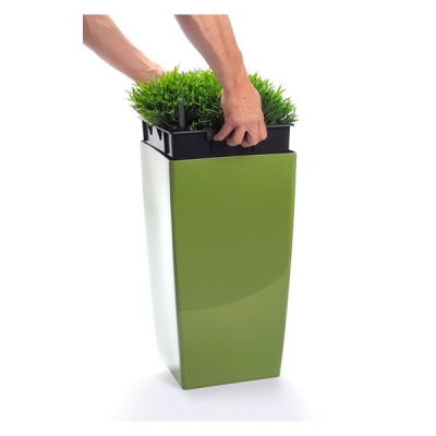 DUW160/G  Цветочный горшок, кашпо с посадочным горшком"COUBI" 16*16*26 см зеленый, Prosperplast