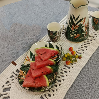Дорожка-раннер 35*100см, Посудный ряд, овал-ажур, цвет белый, джут 